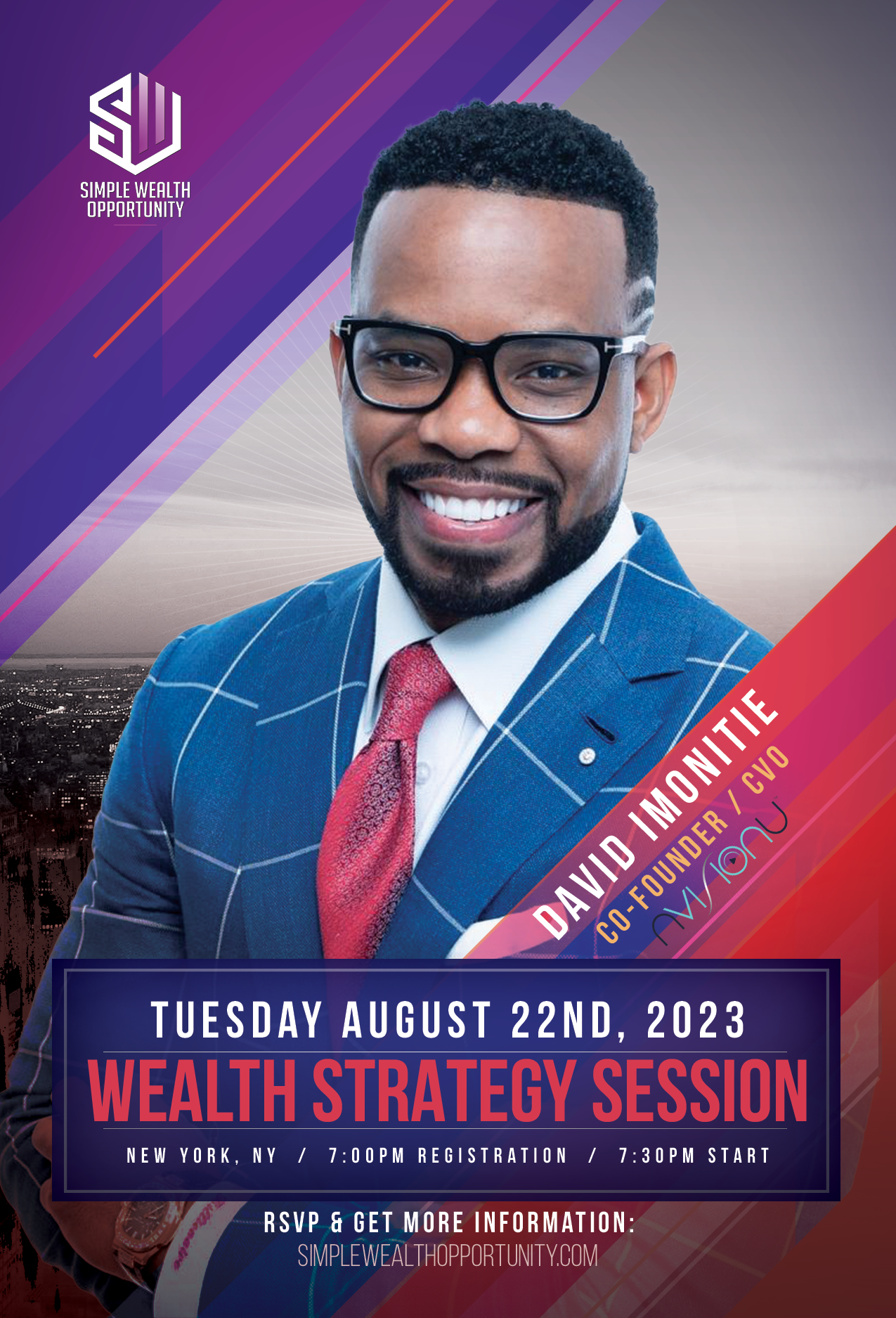 Simple Wealth Opportunity - Jersey City, NJ | WEALTH STRATEGY SESSION WITH MR. DAVID IMONITIE | Tue, Aug 22, 2023 @ 7:00 PM